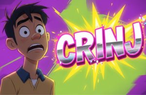 Illustrated character beside the word “CRINJ” in bold letters on a bright, graphic and colourful background.