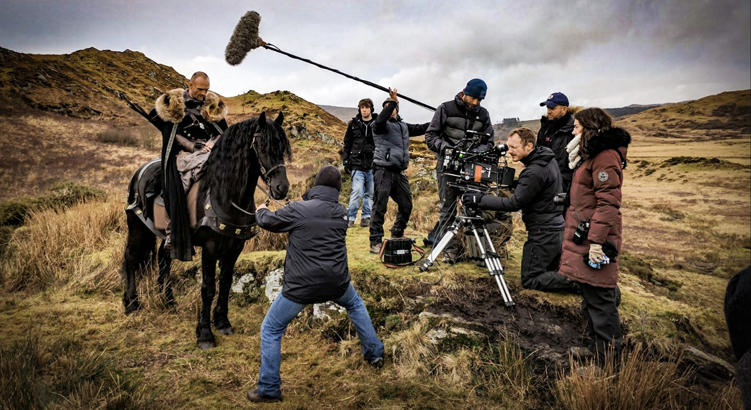 Film shoot on a Welsh mountainside for Beddgelert, dir. Medeni Griffiths, Ffilm Cymru Wales.