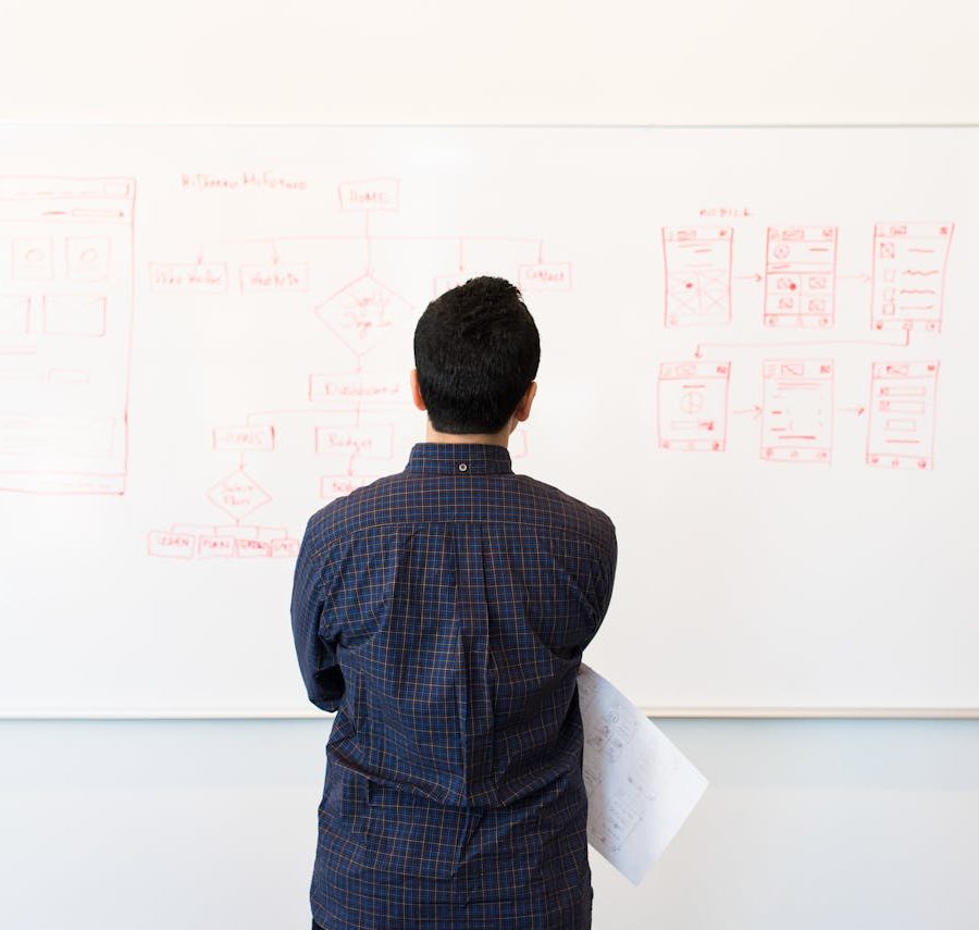 A man standing in front of a whiteboard