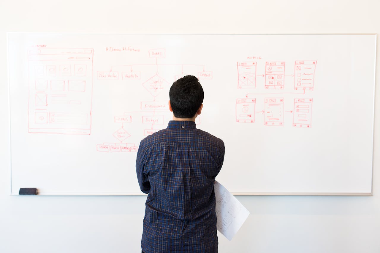 A man standing in front of a whiteboard